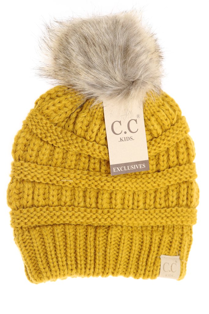 RTS Kids Beanies- one fur pom