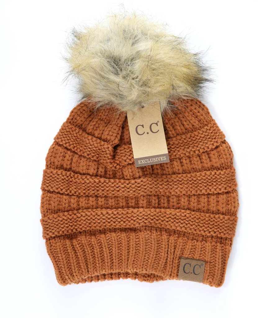 RTS Adult Beanies- one fur pom