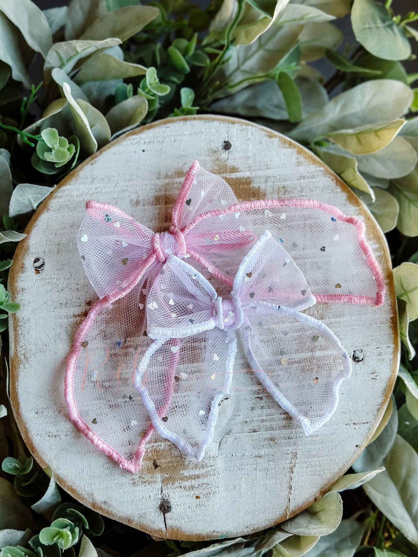 LIGHT PINK TULLE WITH MIRRORED HEARTS